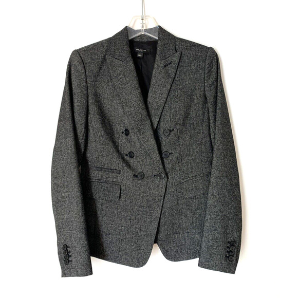 Ann Taylor Womens Jacket 4 Gray Buttons Fitted Wool Blend Lined - Picture 1 of 11